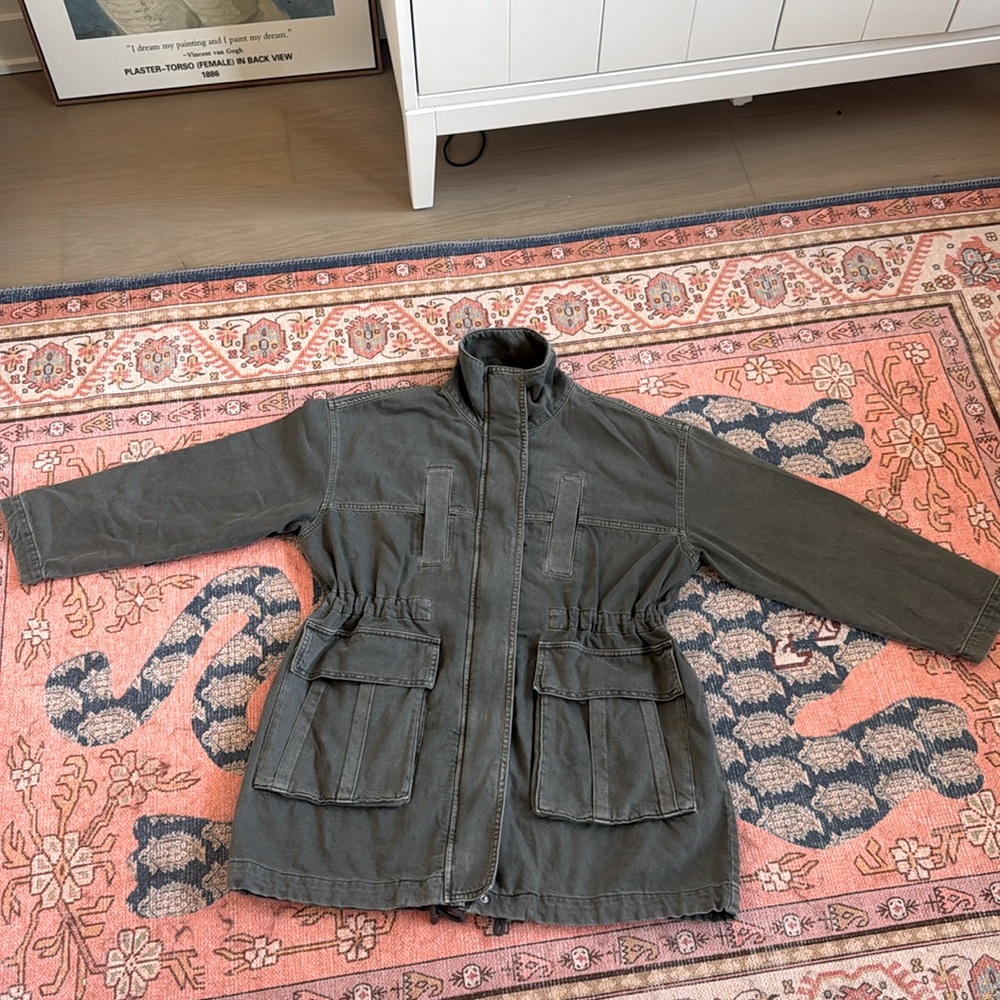 Zara denim jacket oversized with drawstring waist - M size - like new